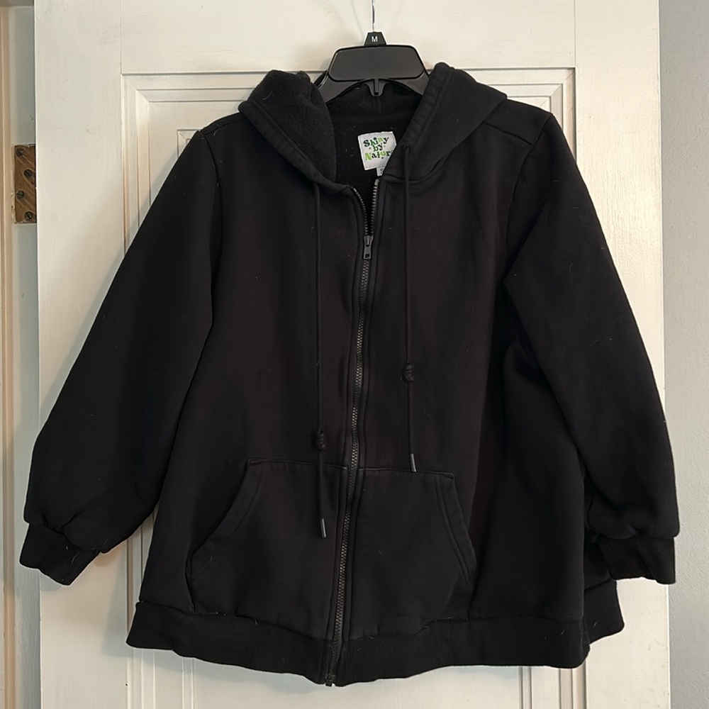 Shiny by Nature Zip Up Hoodie Black